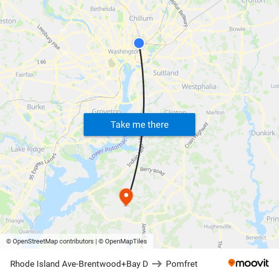 Rhode Island Ave-Brentwood+Bay D to Pomfret map