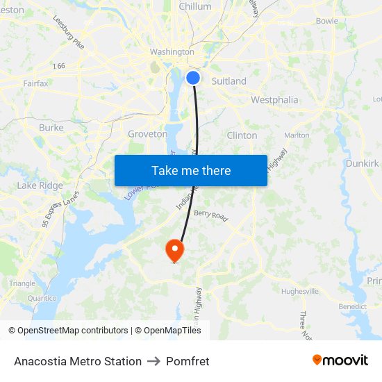 Anacostia Metro Station to Pomfret map