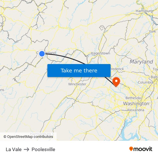 La Vale to Poolesville map