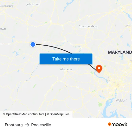 Frostburg to Poolesville map