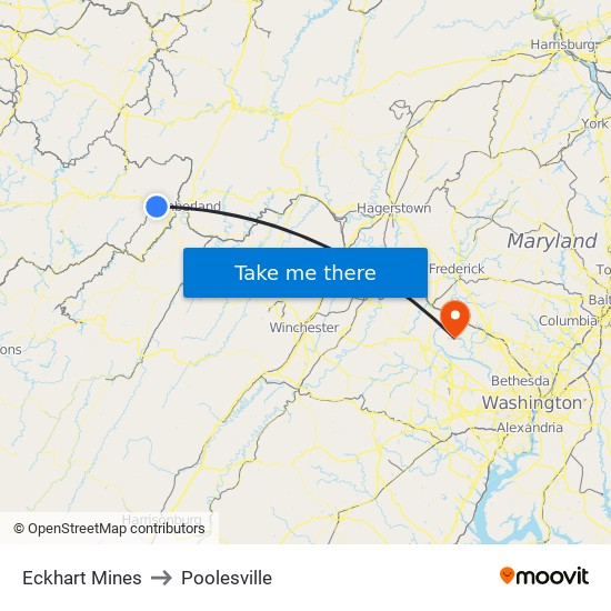 Eckhart Mines to Poolesville map