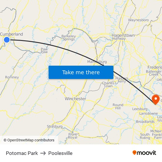 Potomac Park to Poolesville map