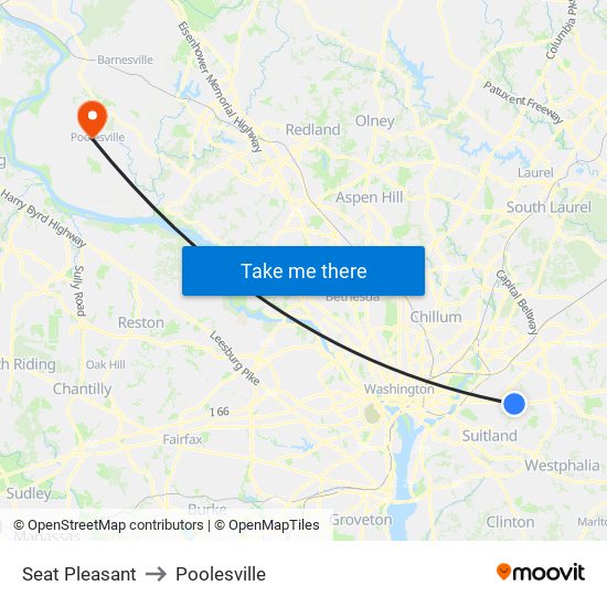 Seat Pleasant to Poolesville map