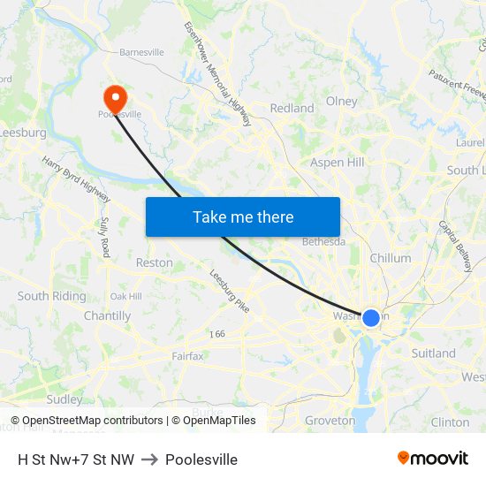 H St Nw+7 St NW to Poolesville map