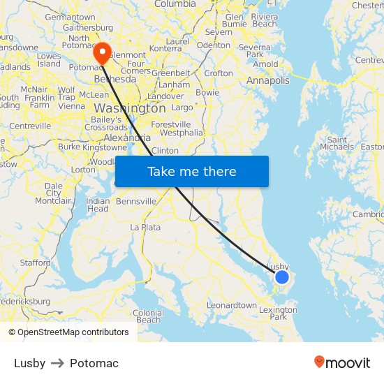 Lusby to Potomac map