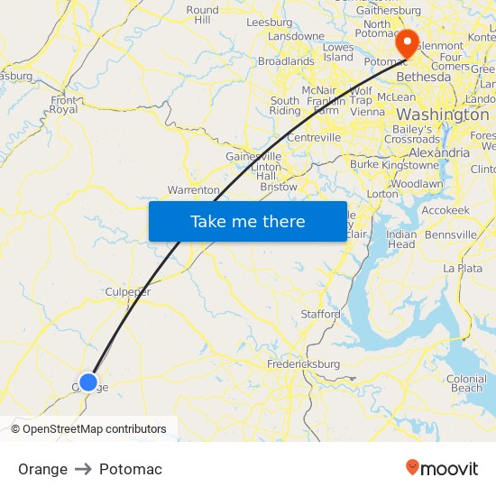 Orange to Potomac map