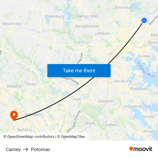 Carney to Potomac map
