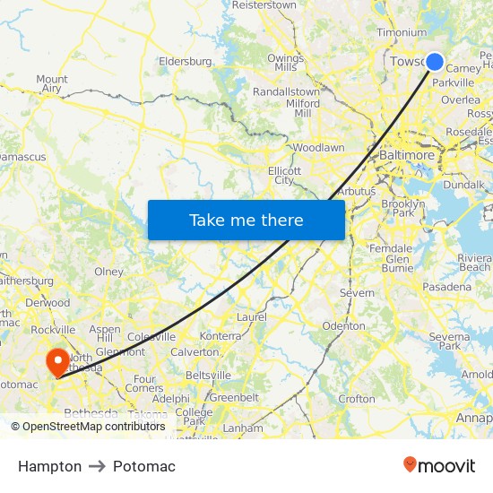 Hampton to Potomac map