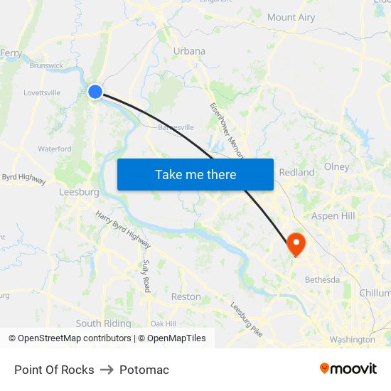 Point Of Rocks to Potomac map