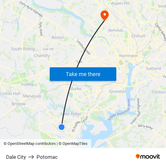 Dale City to Potomac map