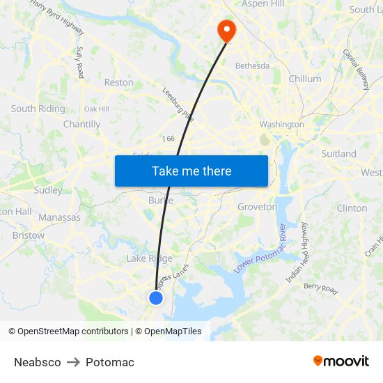 Neabsco to Potomac map