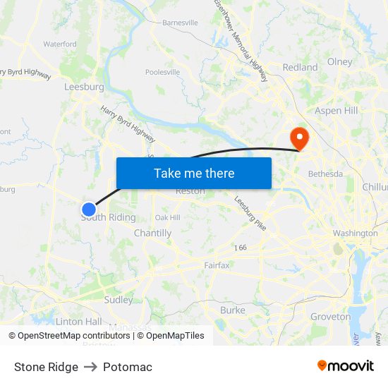 Stone Ridge to Potomac map