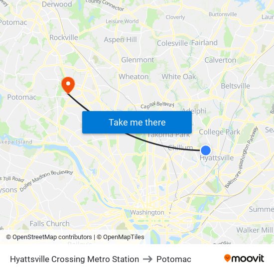 Hyattsville Crossing Metro Station to Potomac map