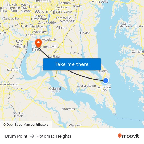 Drum Point to Potomac Heights map