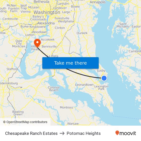 Chesapeake Ranch Estates to Potomac Heights map