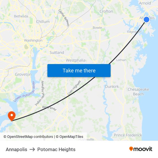 Annapolis to Potomac Heights map