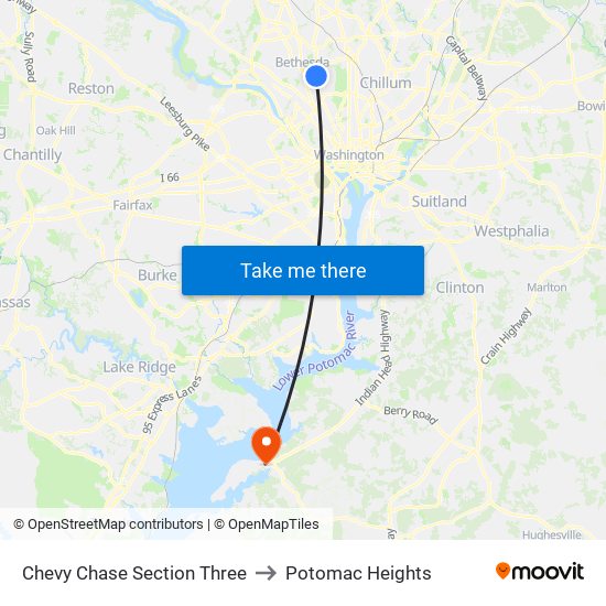 Chevy Chase Section Three to Potomac Heights map