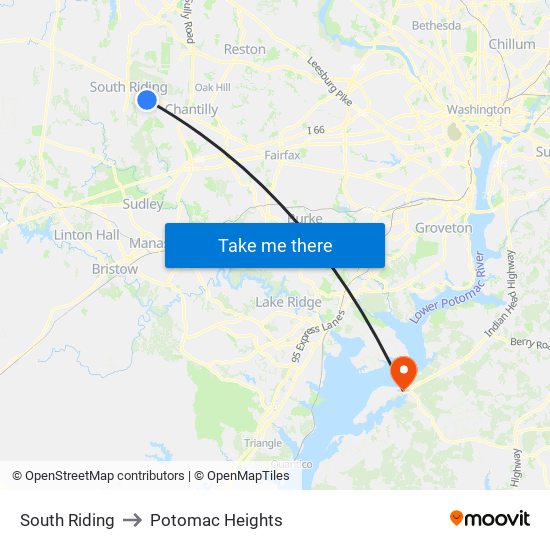 South Riding to Potomac Heights map