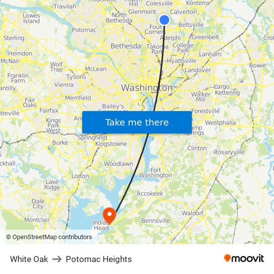 White Oak to Potomac Heights map