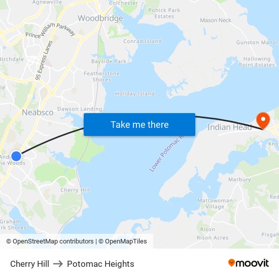 Cherry Hill to Potomac Heights map