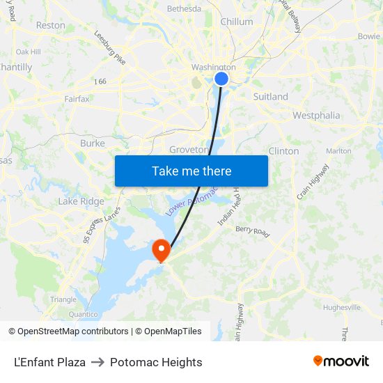 L'Enfant Plaza to Potomac Heights map