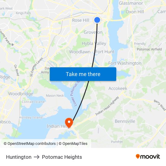 Huntington to Potomac Heights map