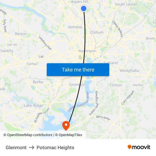 Glenmont to Potomac Heights map