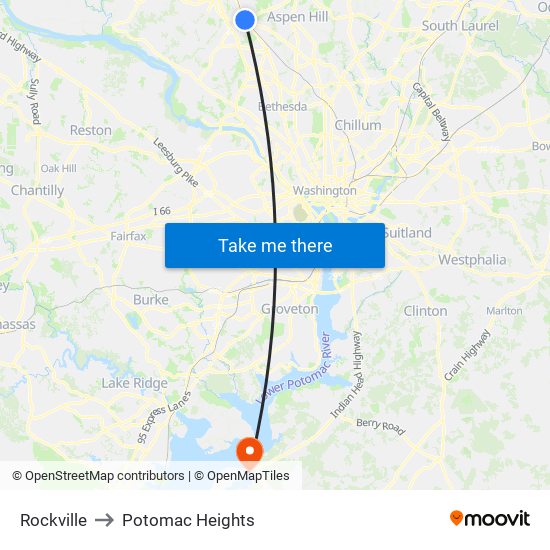 Rockville to Potomac Heights map