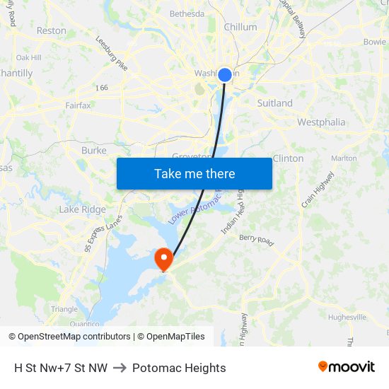 H St Nw+7 St NW to Potomac Heights map