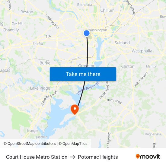 Court House Metro Station to Potomac Heights map