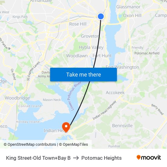 King Street-Old Town+Bay B to Potomac Heights map