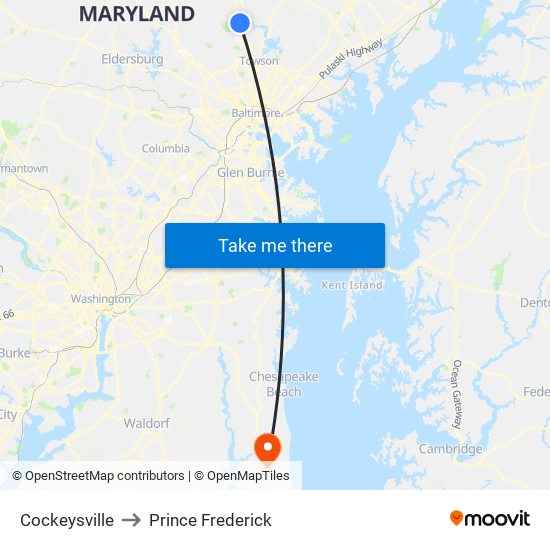 Cockeysville to Prince Frederick map