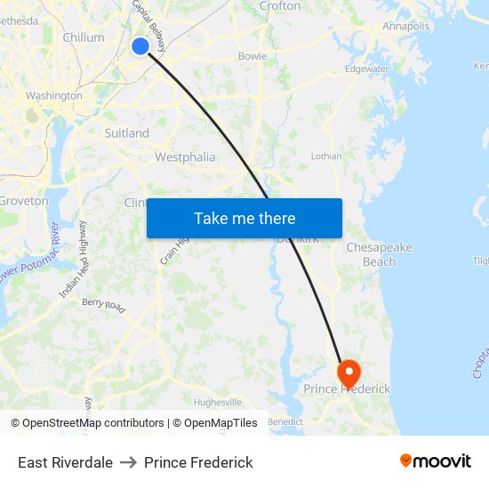 East Riverdale to Prince Frederick map