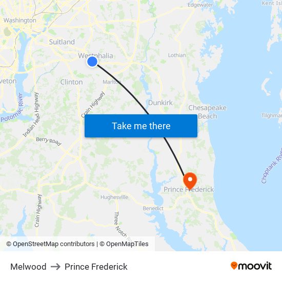 Melwood to Prince Frederick map