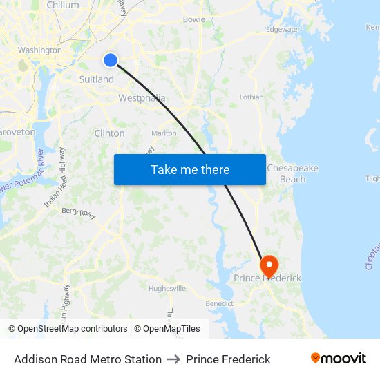 Addison Road Metro Station to Prince Frederick map