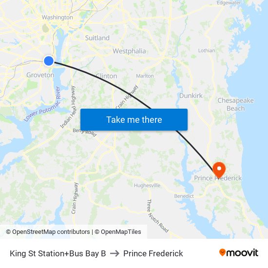 King Street-Old Town+Bay B to Prince Frederick map