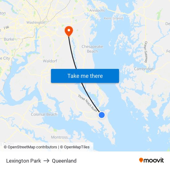 Lexington Park to Queenland map