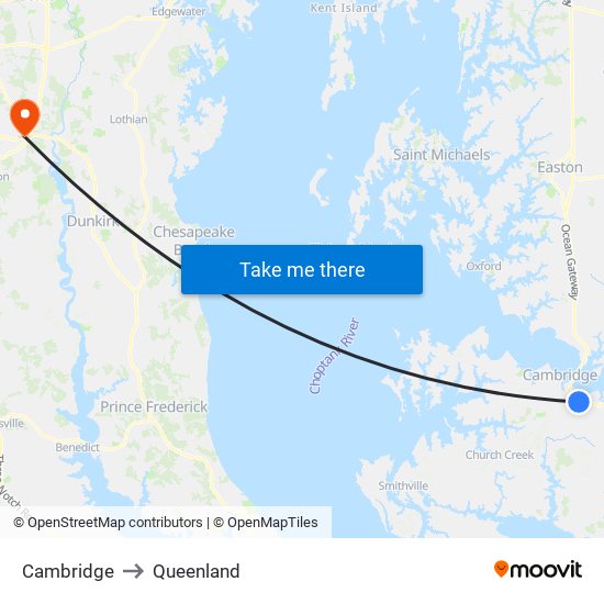 Cambridge to Queenland map