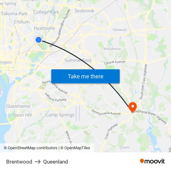 Brentwood to Queenland map