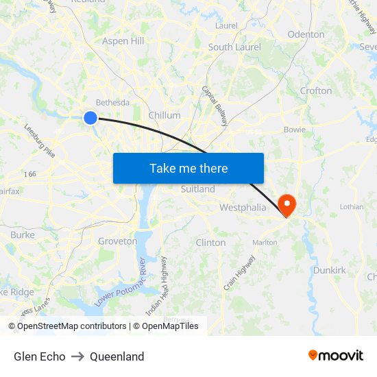 Glen Echo to Queenland map