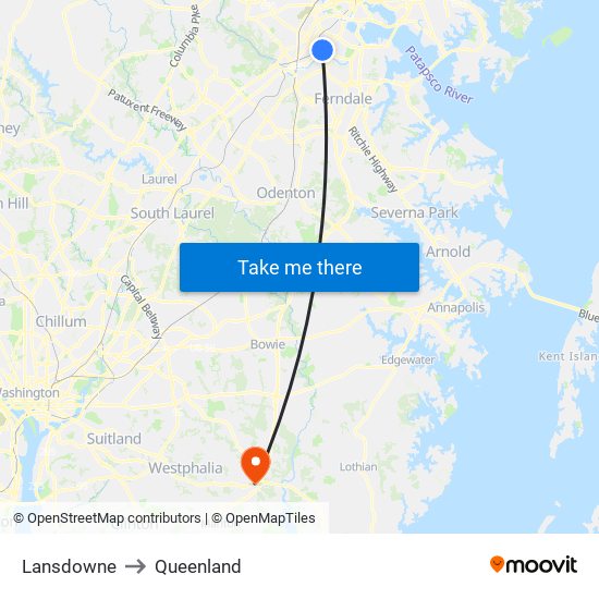 Lansdowne to Queenland map