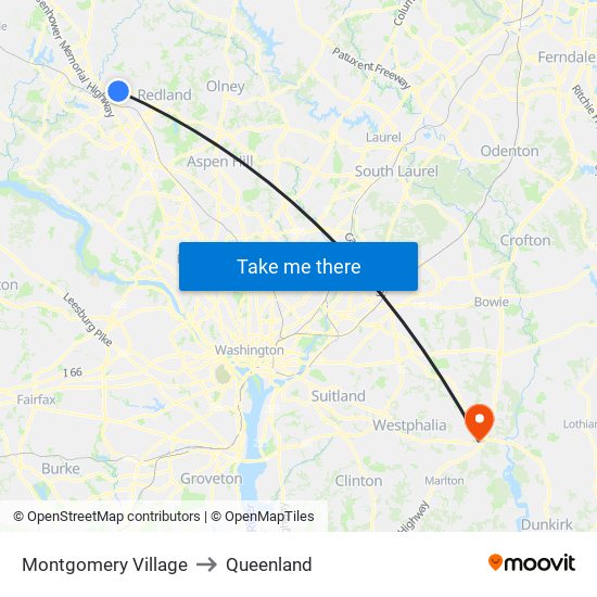 Montgomery Village to Queenland map