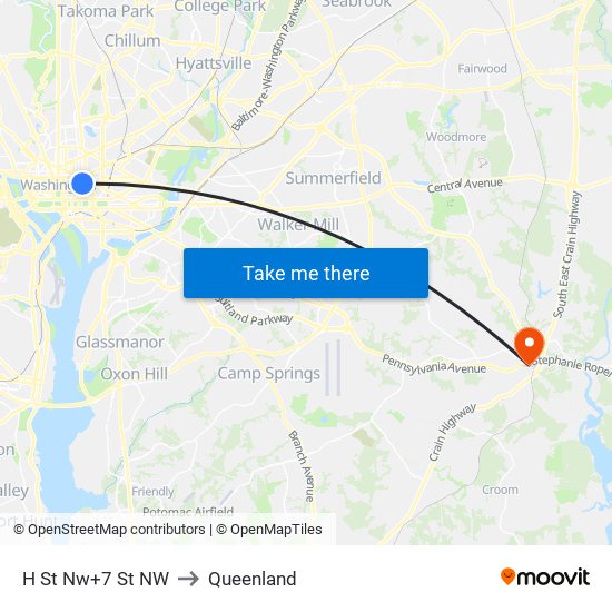 H St Nw+7 St NW to Queenland map