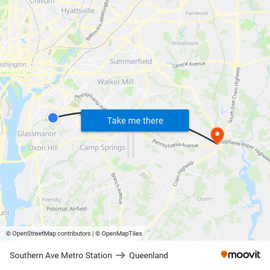 Southern Ave Metro Station to Queenland map