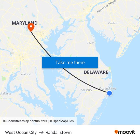 West Ocean City to Randallstown map