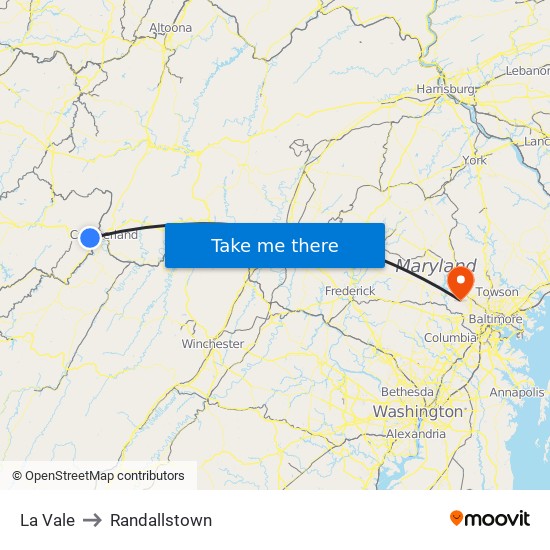 La Vale to Randallstown map