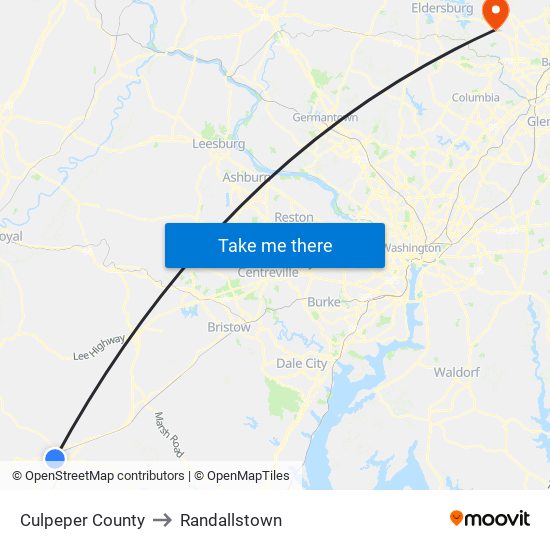 Culpeper County to Randallstown map