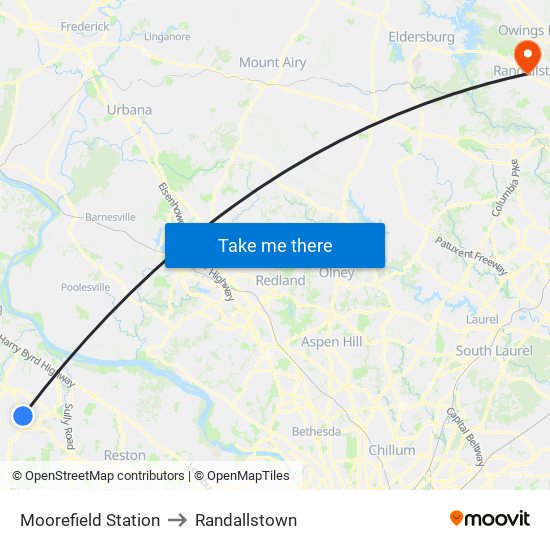 Moorefield Station to Randallstown map