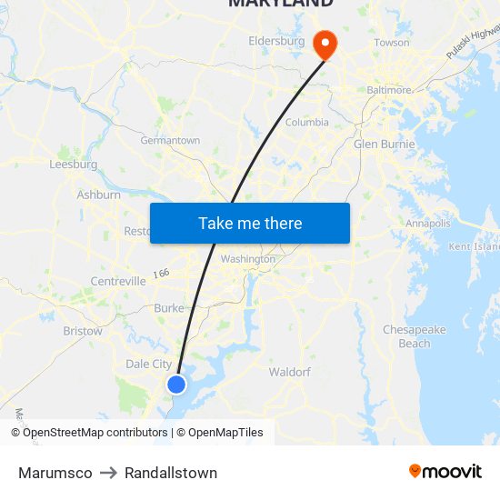 Marumsco to Randallstown map