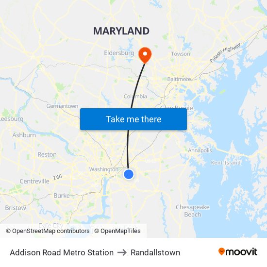 Addison Road Metro Station to Randallstown map